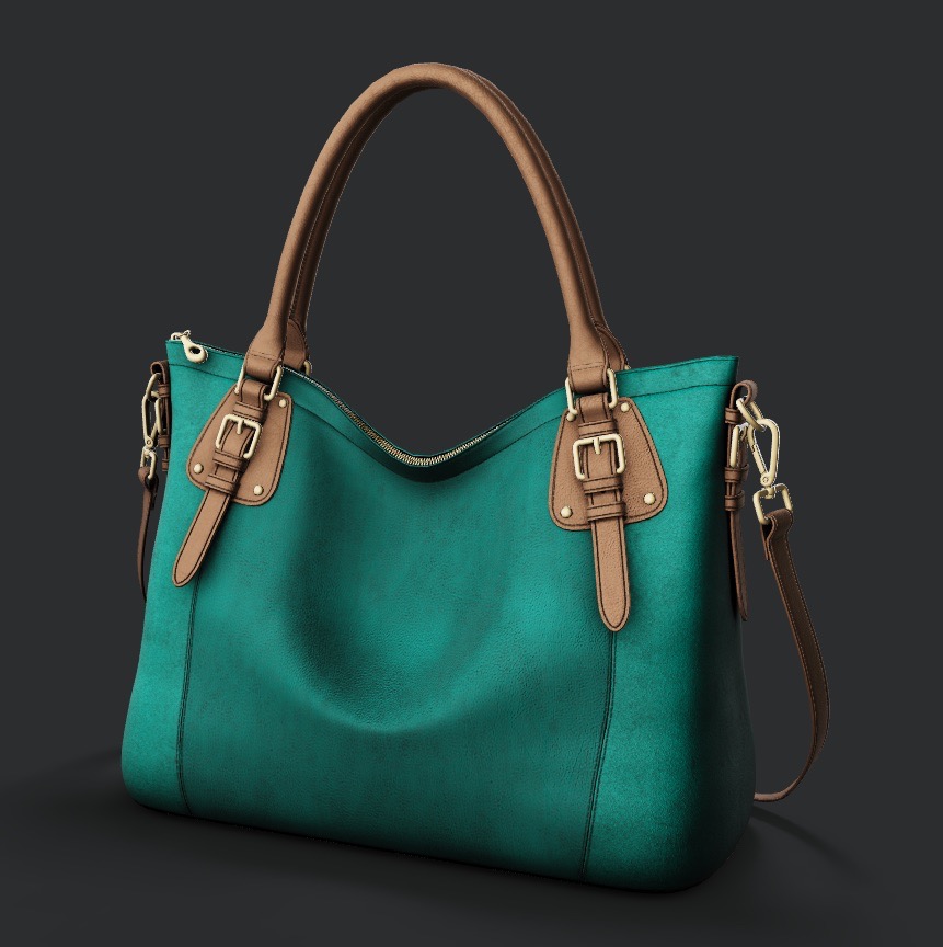 Turquoise and brown 3D Photorealistic Handbag