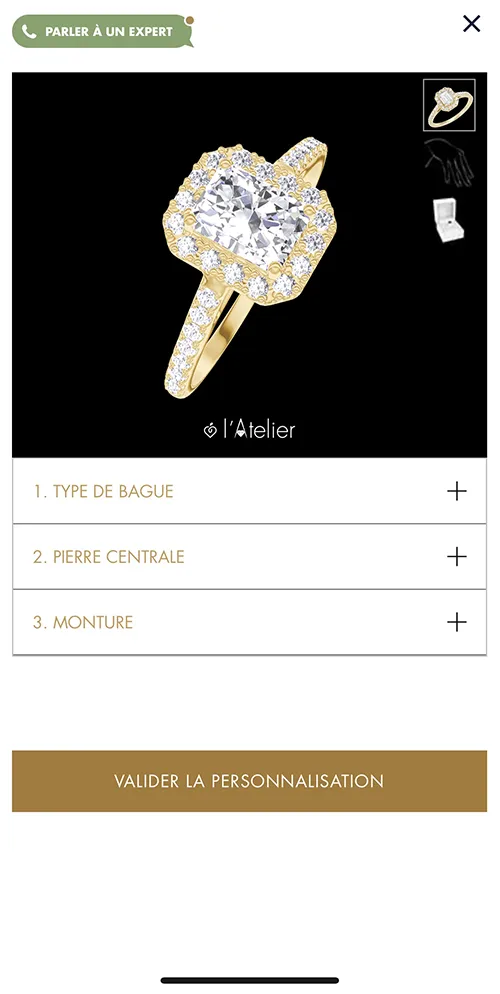 Configurateur 3D de bague en diamant Edenly