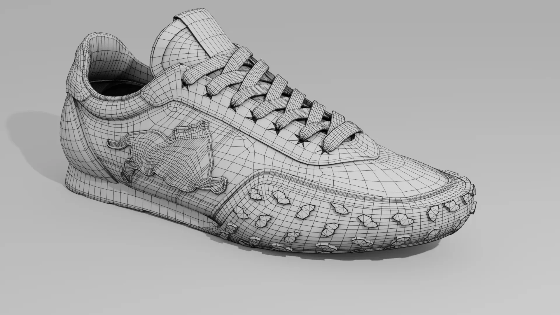 Maquette filaire d'une chaussure 3D de la collection KENZO Move, vue de face