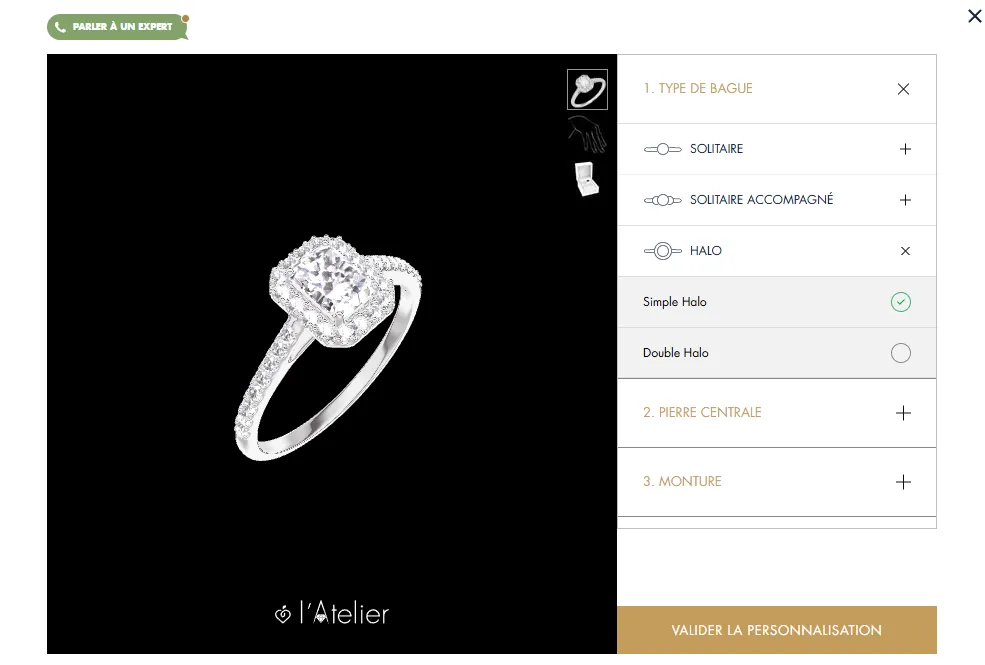 Bague en diamant Edenly 3D avec simple halo