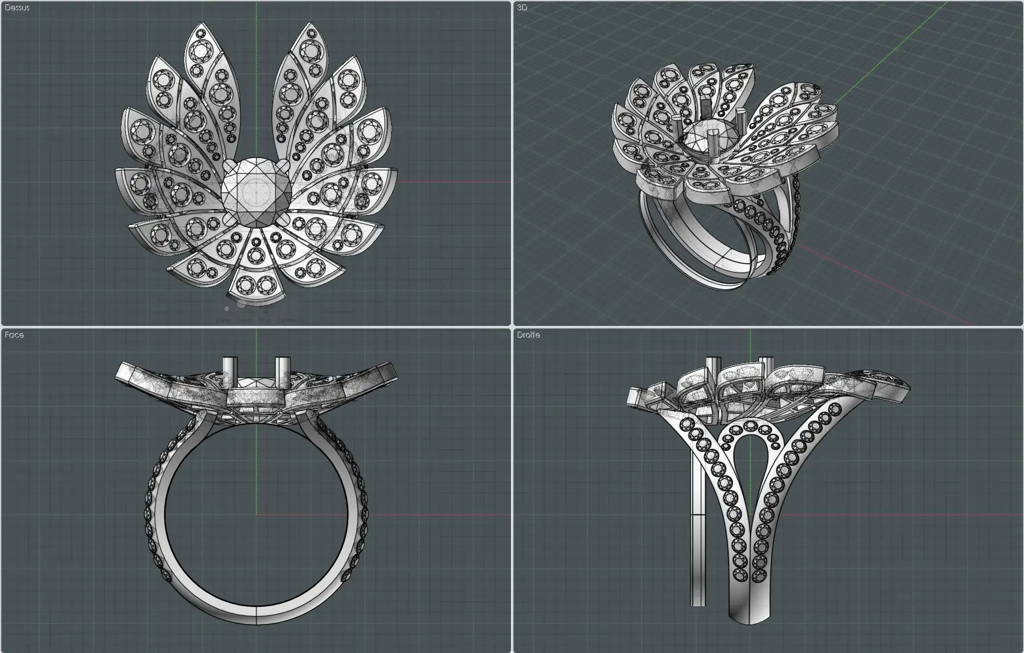CAD model of the Namib Wonder ring from the collection Reflections of Nature by De Beers