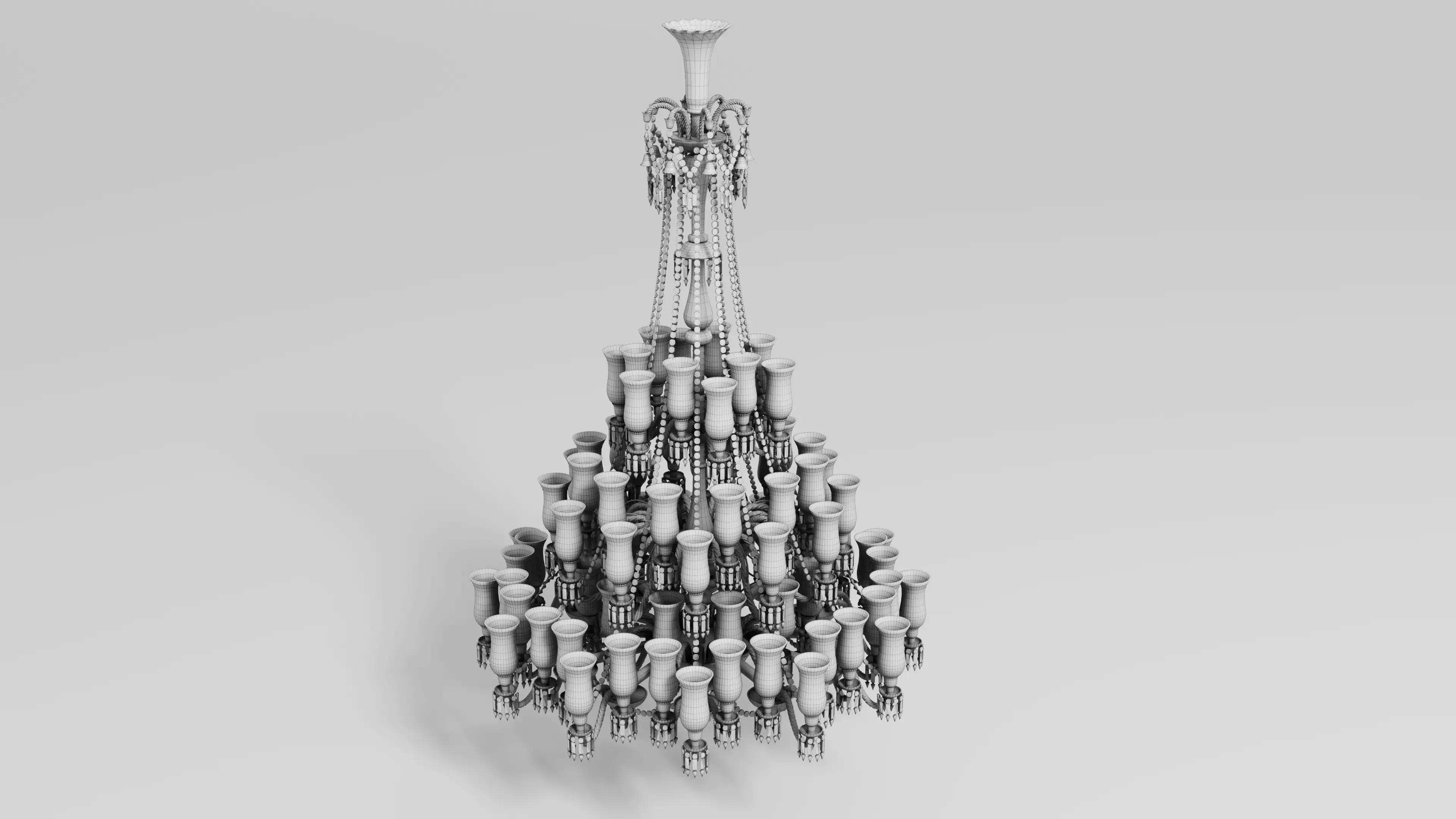 Maquette filaire d'un chandelier Zenith en 3D par Baccarat