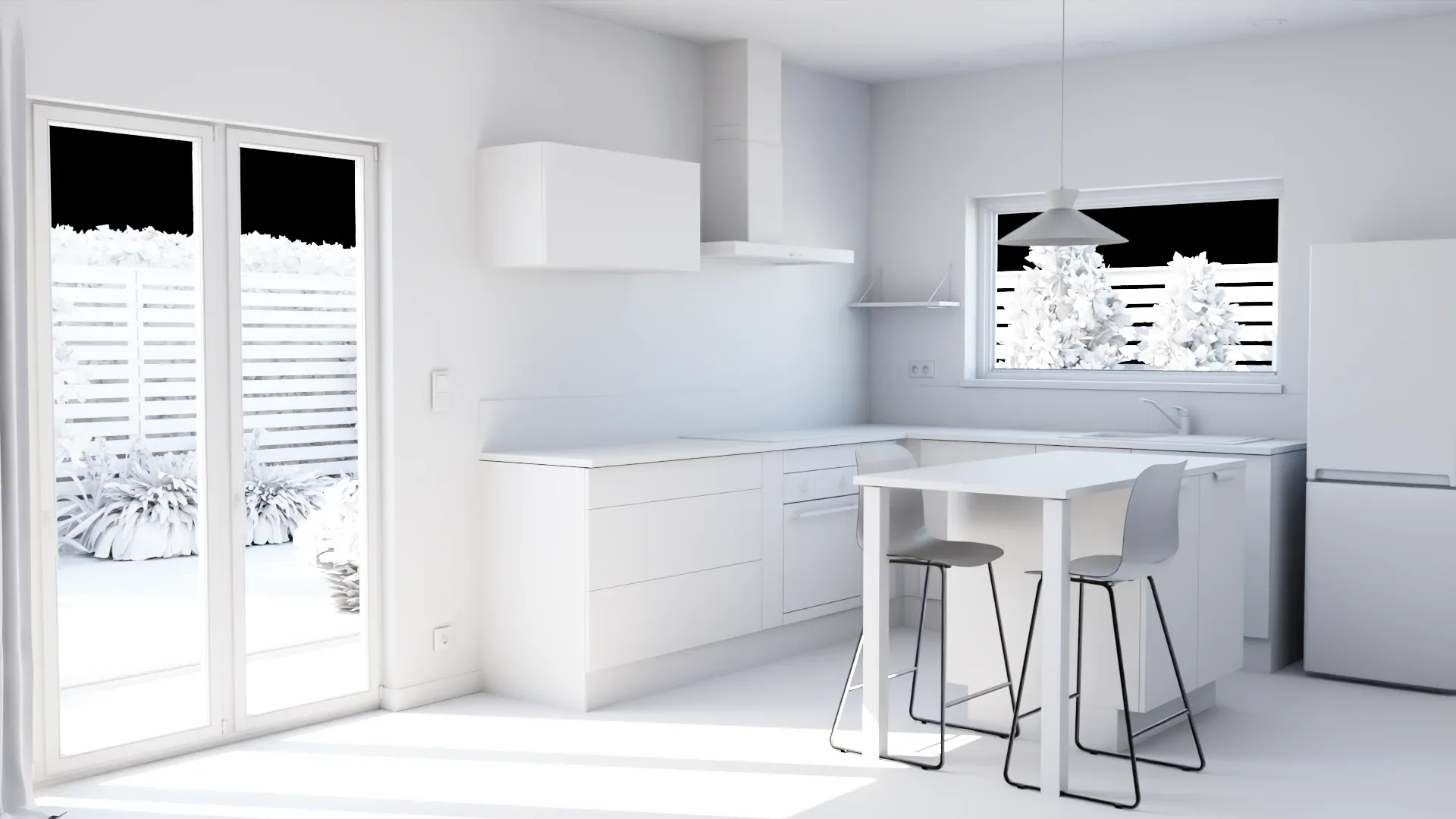 Rendu en argile d'une cuisine 3D Cuisinella