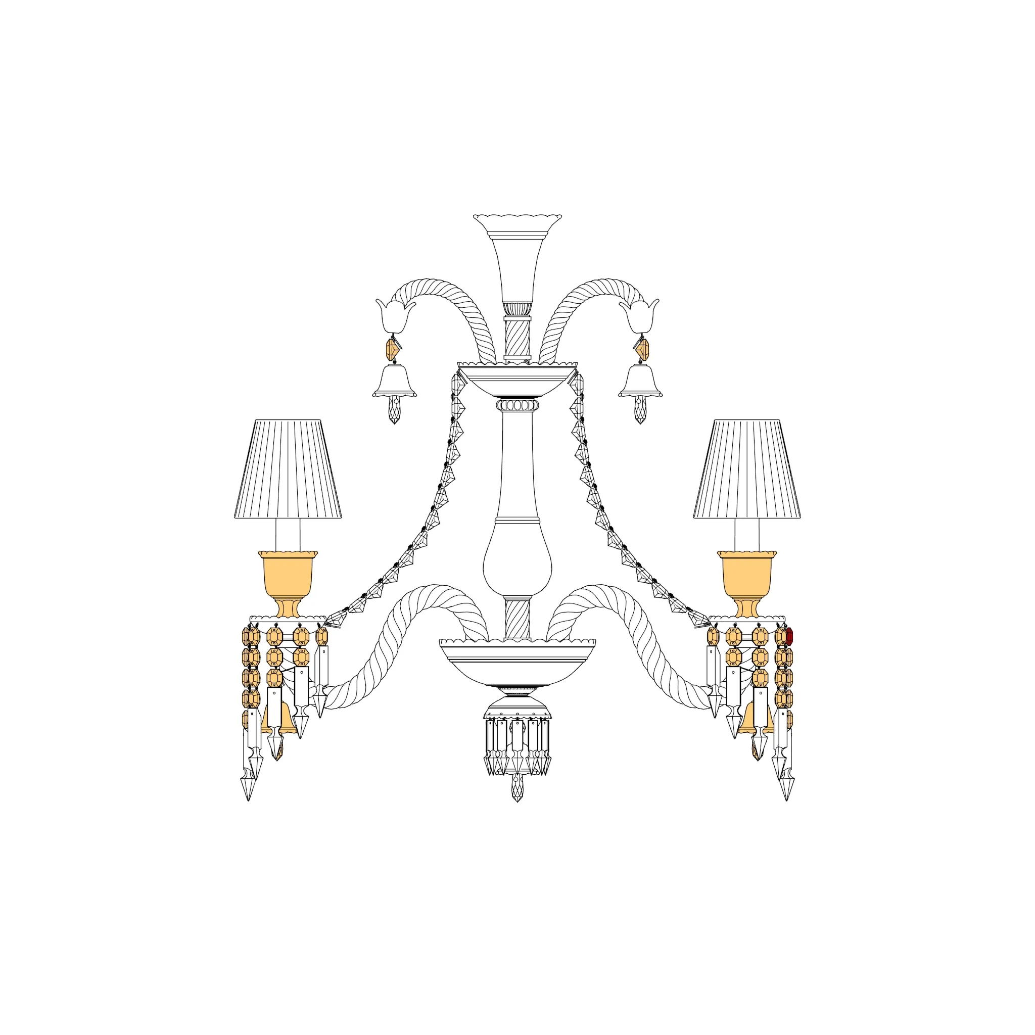 Illustration vectorielle d'un chandelier Zenith NYC Hotel par Baccarat