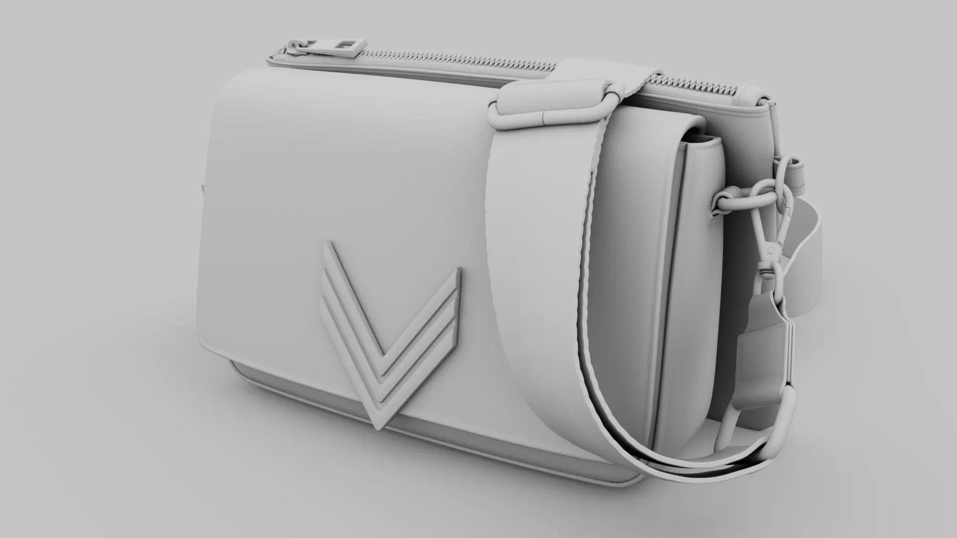 Rendu argile d'un sac 3D, vue de face de la collection 111 IKKS