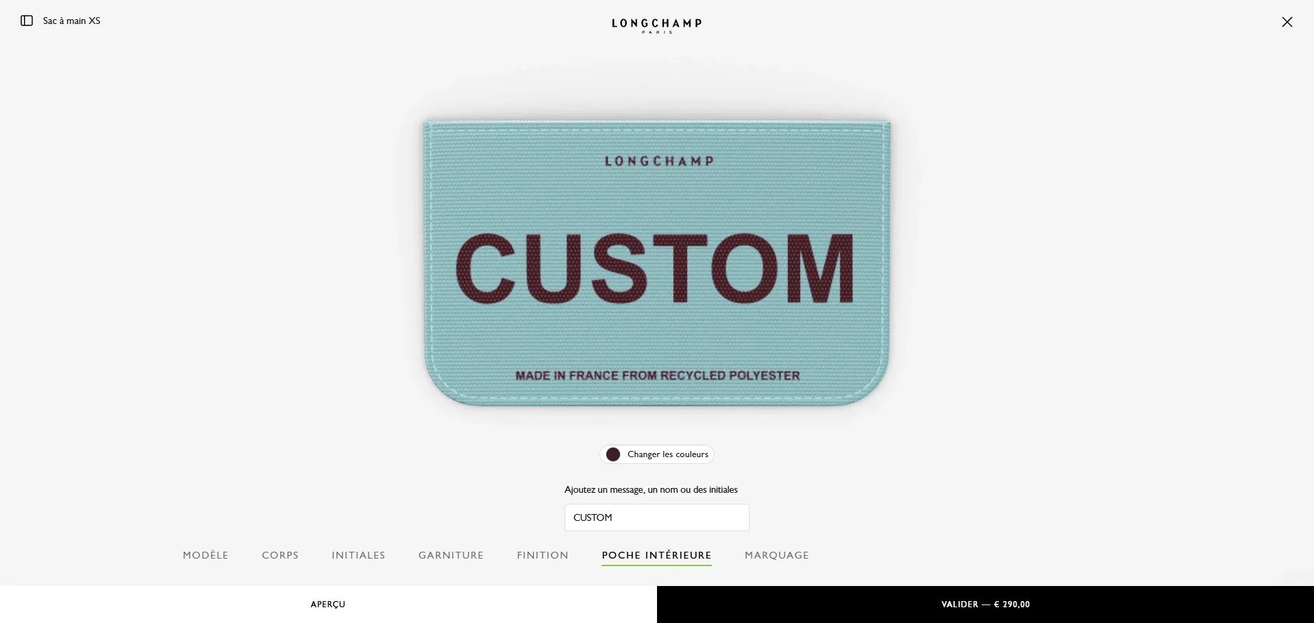 Custom interior pocket Longchamp Le Pliage 