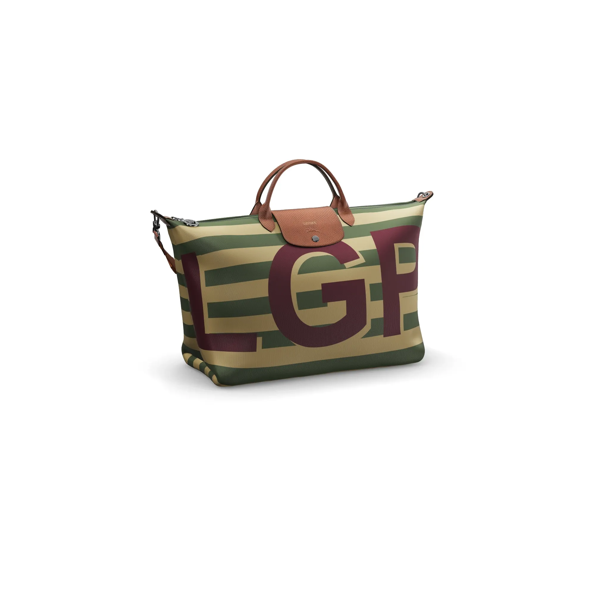 Custom leather bag with strapes on Longchamp Le Pliage