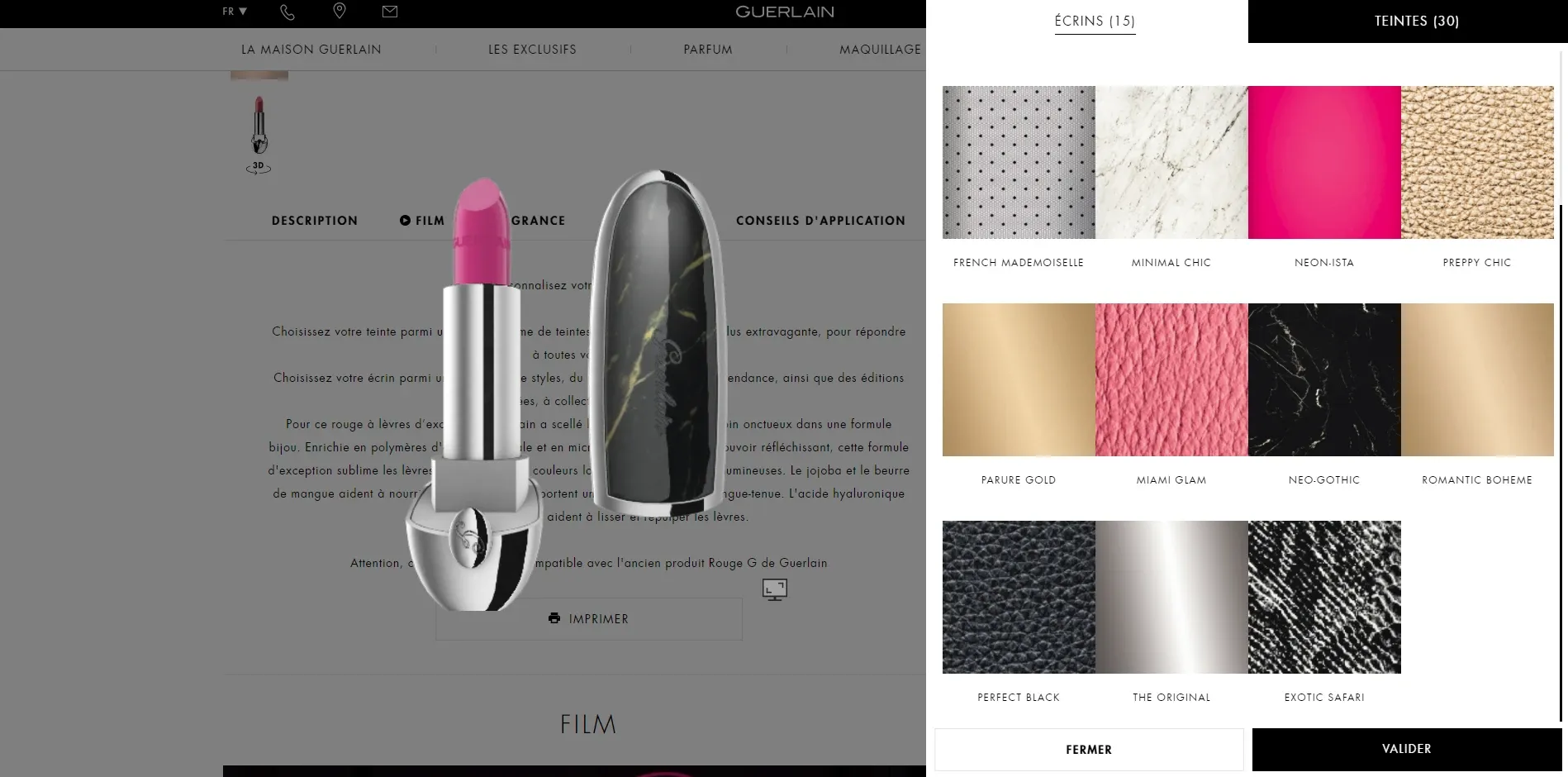 Custom lipstick case product page Guerlain rouge g