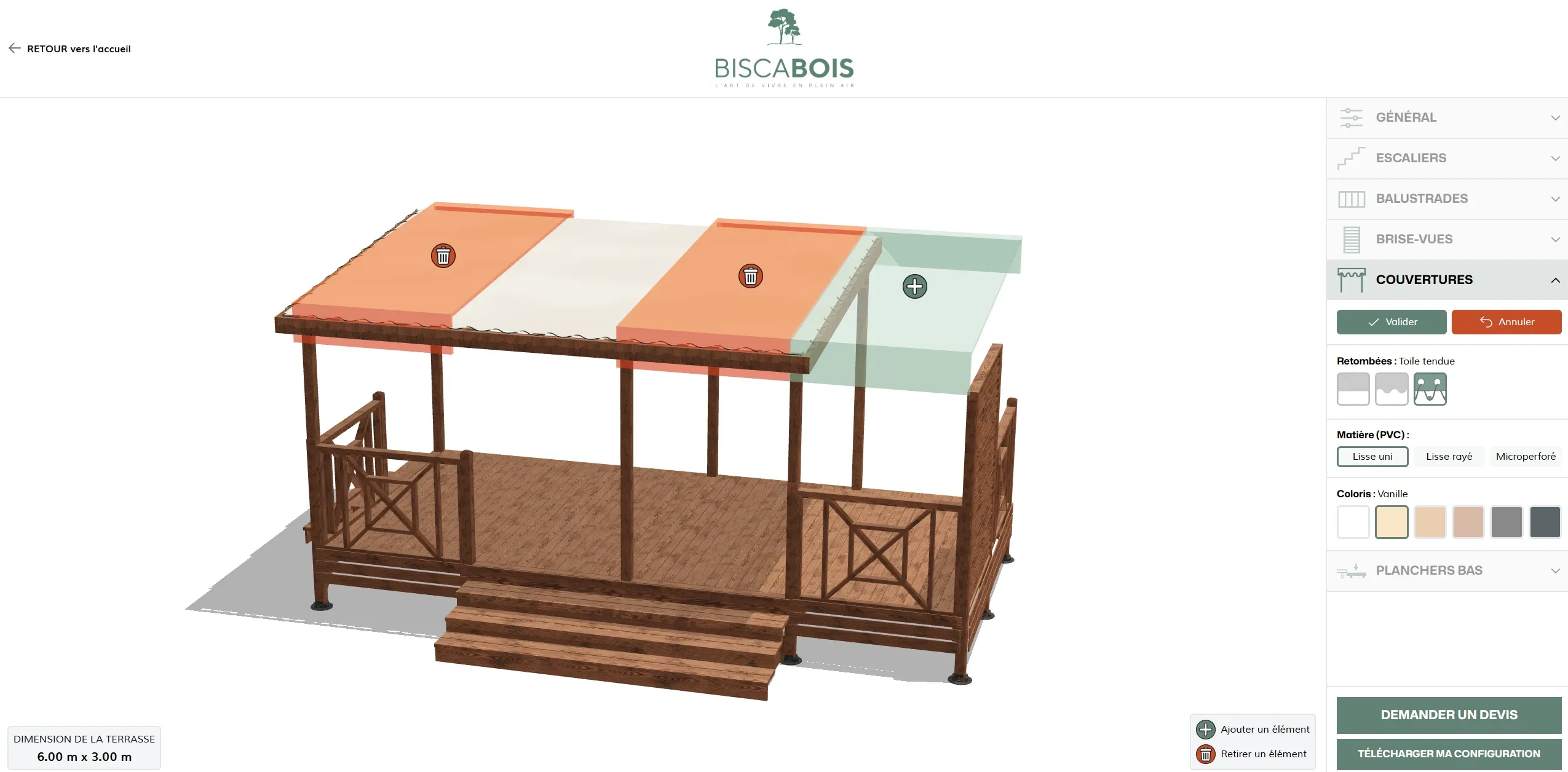 Terrasse customisable avec options de couvertures