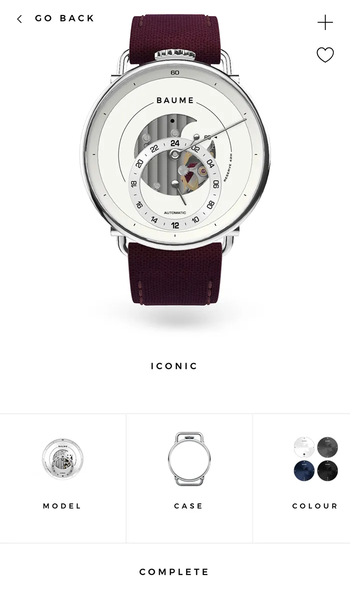 Custom watch selecting dial Baume