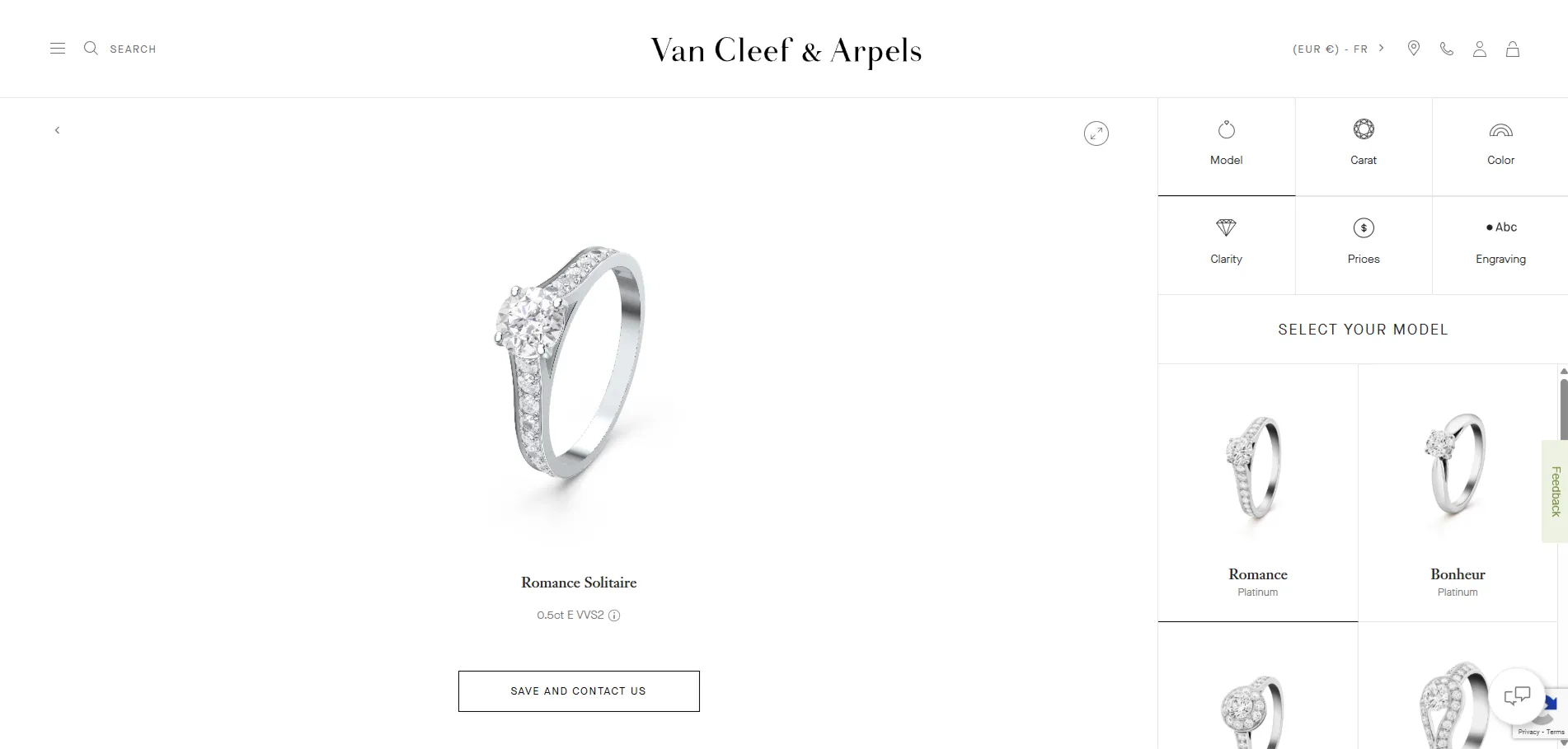 Bague 3D en diamant modèle Romance Solitaire 0.5 carat par Van Cleef & Arpels
