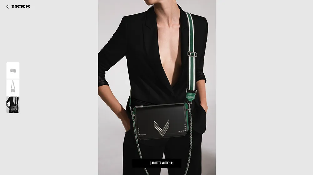 IKKS collection 111 green striped effect leather bag, worn view