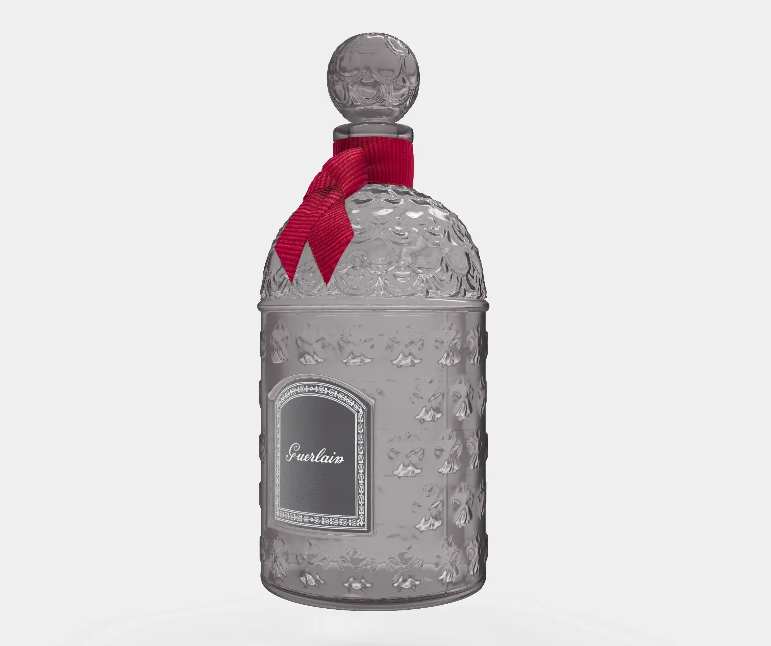 red ribbon 3d grey perfume bottle
