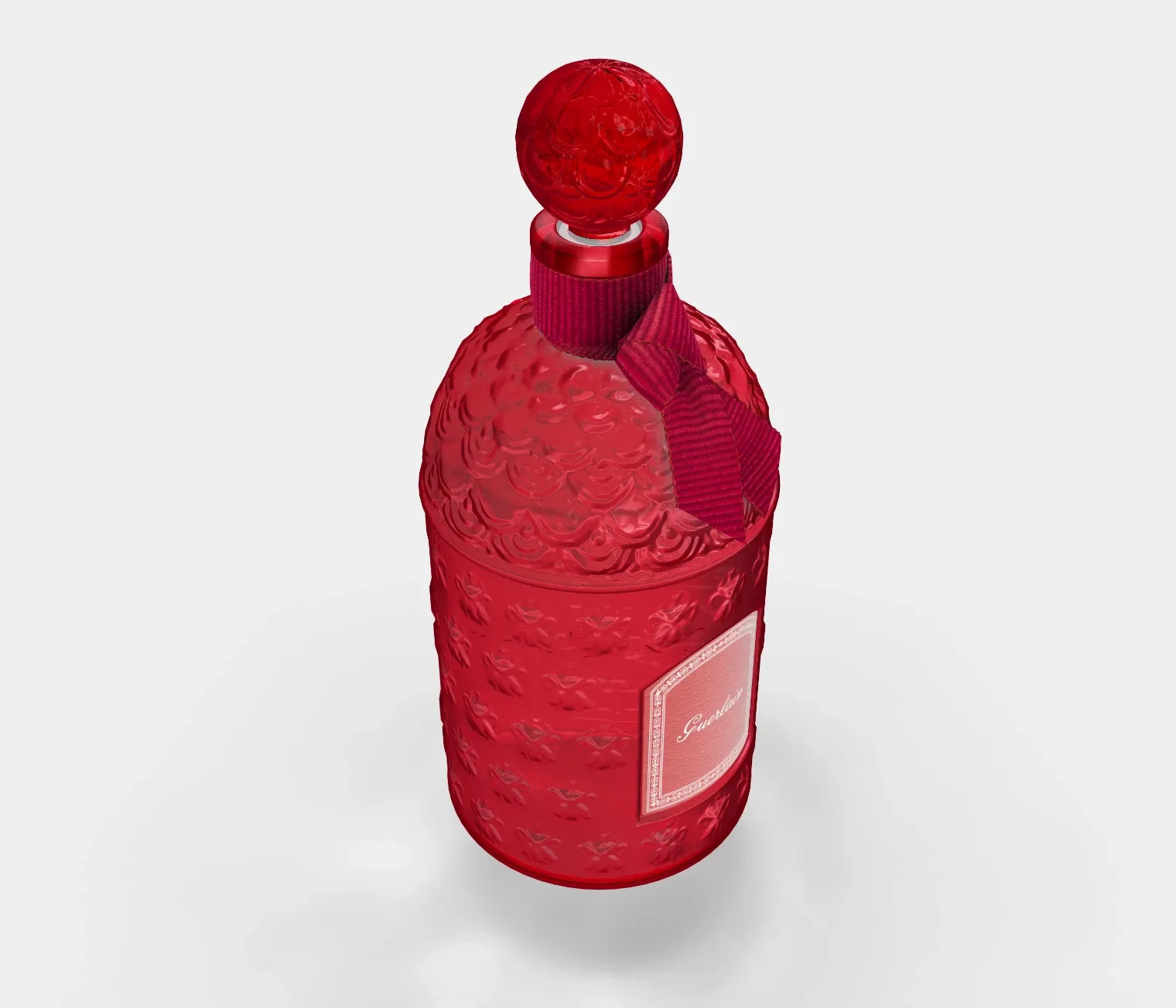 red ribbon 3d red perfume bottle