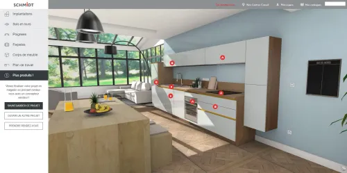 Configurateur 3D de cuisine avec meubles blancs par Schmidt