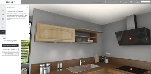 Cuisine 3D avec meubles hauts par Schmidt