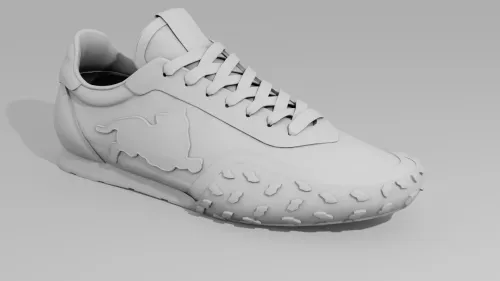 Rendu argile d'une chaussure 3D, vue de face de la collection KENZO Move