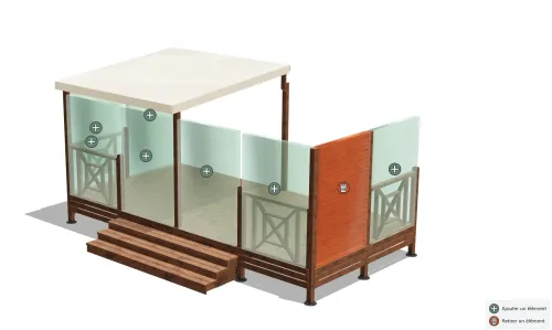 Terrasse 3D avec options pour choisir le nombre de brise-vues