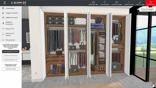 3D animated closet configurator by Schmidt