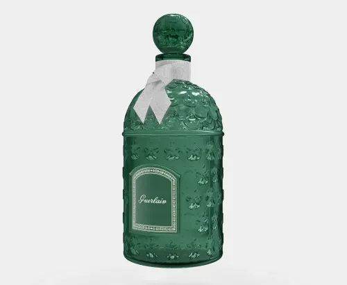 silver ribbon 3d emerald green perfume bottle