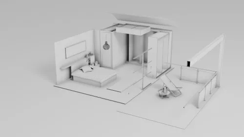 Maquette filaire d'un configurateur 3D de meubles par Schmidt