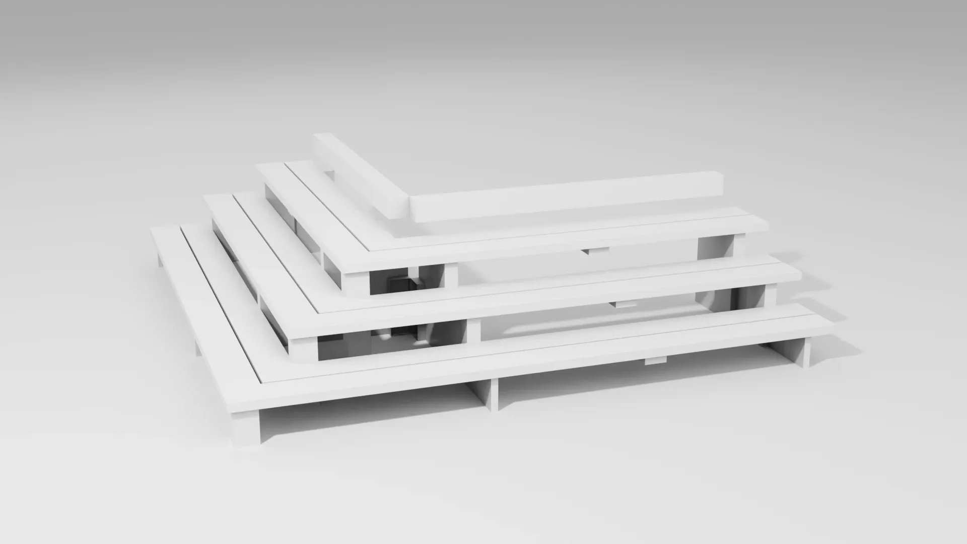 3D clay render of stairs, Biscabois