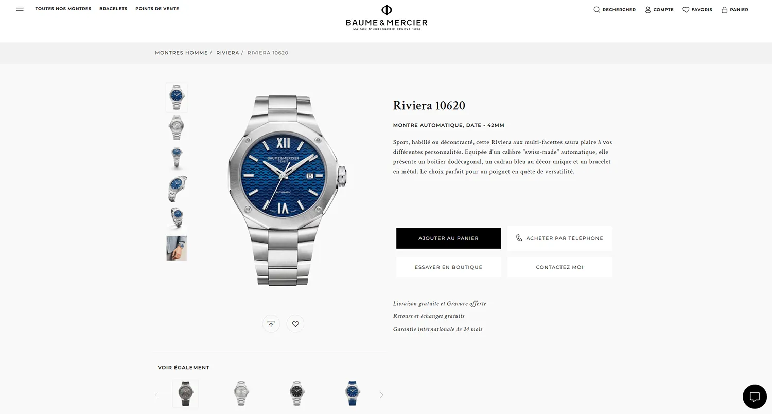 Montre Riviera par Baume et Mercier en vue soldat