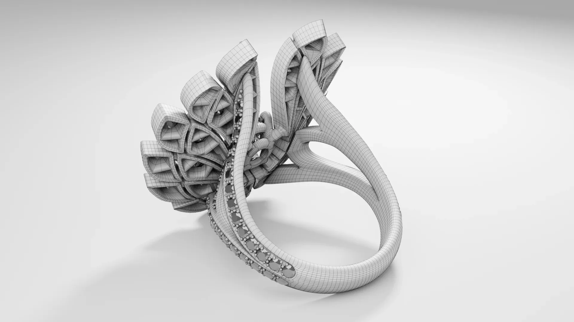 Wireframe of the Namib Wonder ring from the collection Reflections of Nature by De Beers