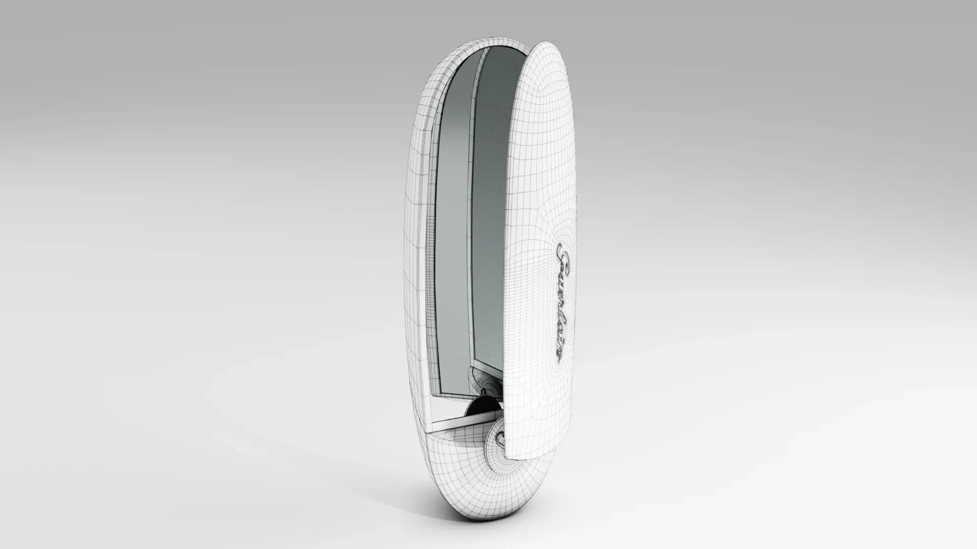 Wireframe lipstick case open with inside mirror by Guerlain