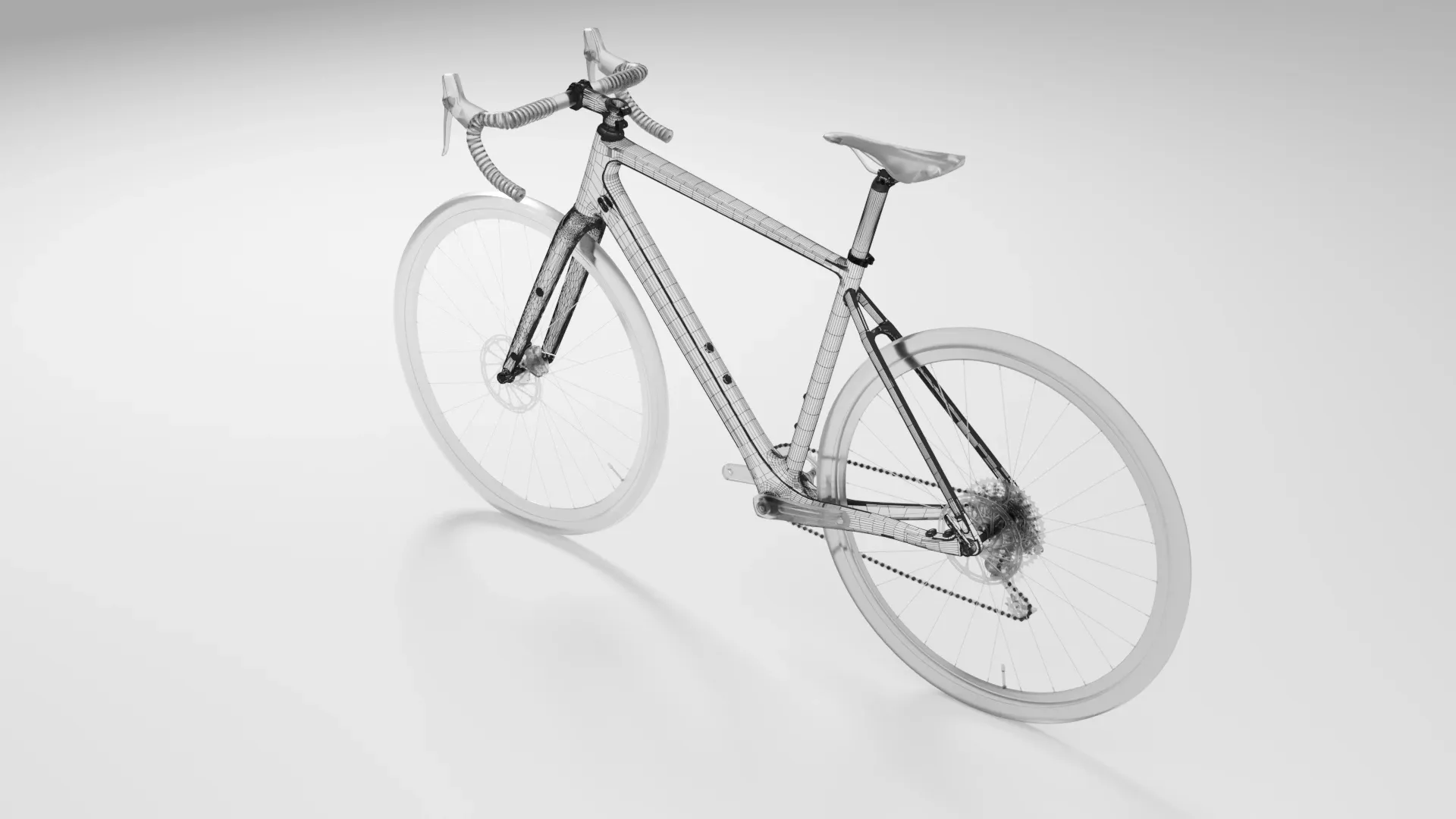 Vue de face d'une maquette filaire d'un configurateur 3D de vélos Origine Cycles
