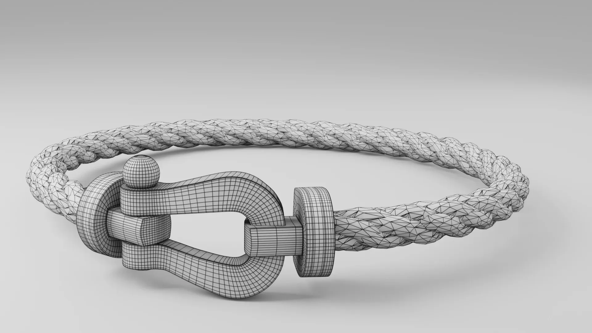 Wireframe of the Fred Force 10 3D bracelet, front view