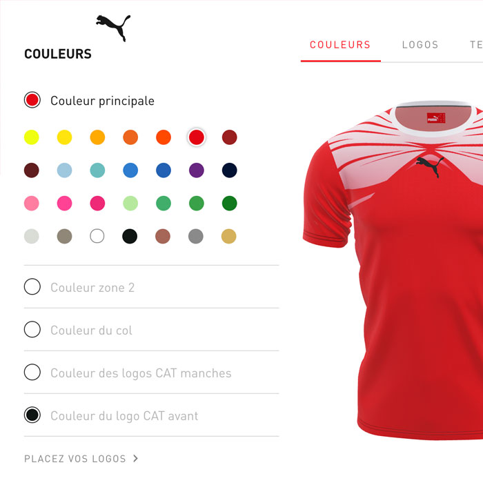 PUMA sportswear color customization UI